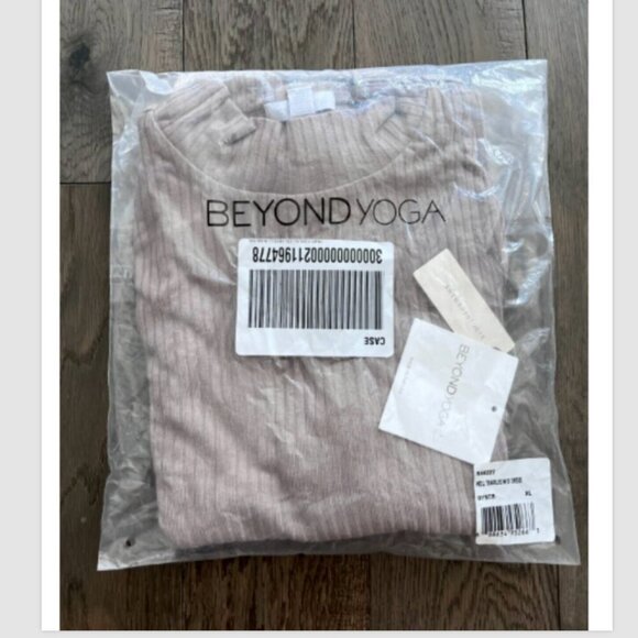 Beyond Yoga Well Traveled Ribbed Midi Dress Size XL Taupe Comfy Chic NWT - Picture 5 of 7